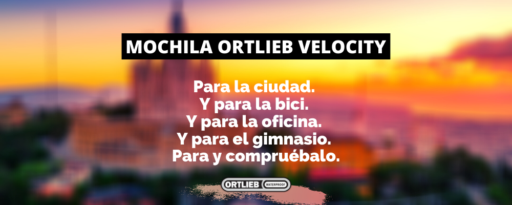 Mochila Ortlieb Velocity: Para la ciudad. Y para la bici. Y para la oficina. Y para el gimnasio. Para y compruébalo.